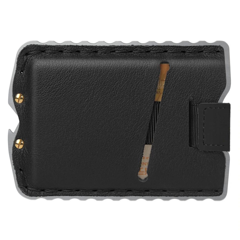 WALLET Minimalist Stainless Steel and Genuine Leather Wallet - Black